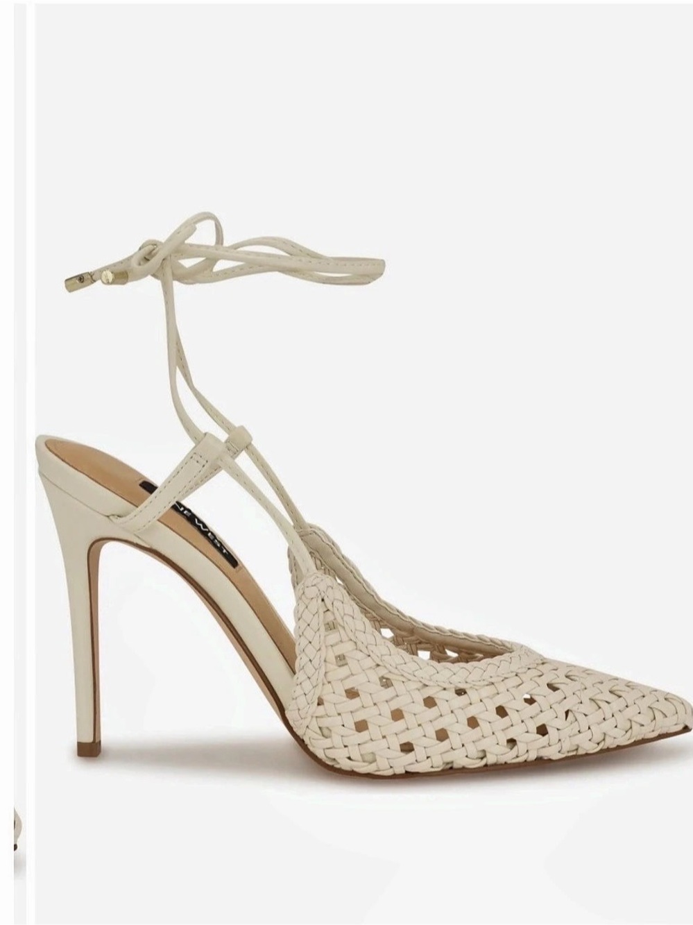 Nine West Frista Woven Pointed Toe Stiletto Pumps White